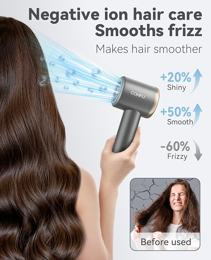Hair Dryer, CONFU Ion Hair Dryer with Diffuser for Curly Hair, 110000 RPM Professional High Speed Blow Dryer, 1400W Diffuser Hairdryers Fast Drying for Women Men CONFU