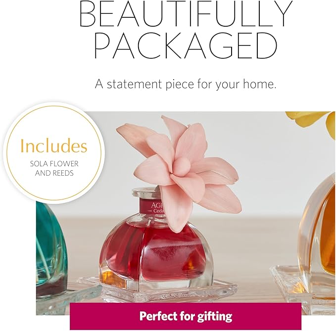 AGRARIA PetiteEssence Flower and Reed Diffuser Set, Hand Crafted Sola Flower Botanical Home Fragrance, Scented Oil Gift Set for All Occasions AgrariaHome