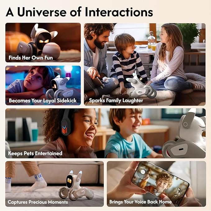 Robot Pet Dog ChatGPT-4o Smart AI-Powered Companion Voice & Gesture Control, Real-Time Interaction Robotics Toys for Kids, Home Monitoring - Includes Charging Dock Loona