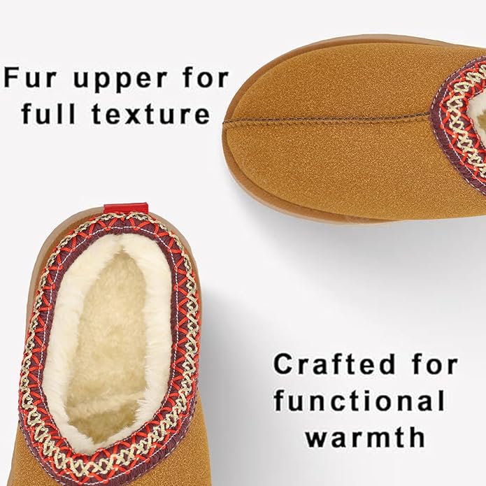 Women's Slippers Platform Mini Boots Short Ankle Boot Women Slippers Slip on Fur Fleece Lined Short Ankle Boot for Indoor Outdoor