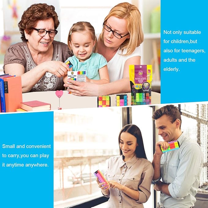 R.Y.TOYS Rotate and Slide Puzzle-Design Patent,Fidget Toys(Restore Order/Create Patterns) 8 Colors,7 Layers-Detach Piece for Quick Play,Brain Teaser,Sensory Toys,Birthday Gifts,Stocking Stuffers