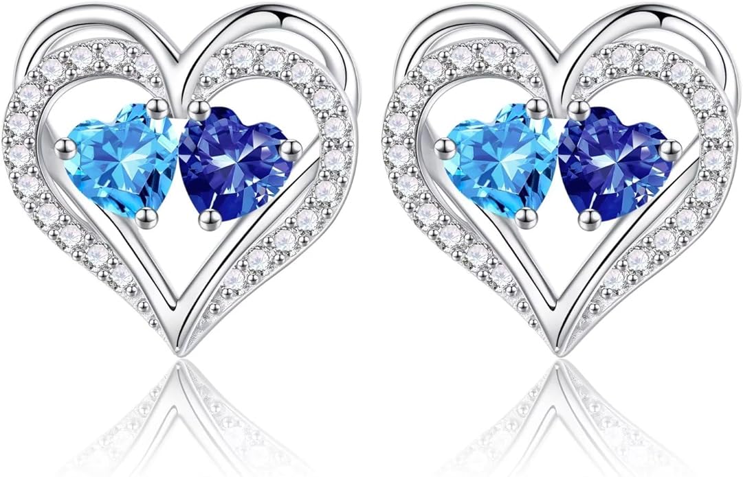 Iefil Christmas Gifts for Women Wife - 925 Sterling Silver Birthstone Earrings, Anniversary Birthday Gifts for Women Wife Girlfriend Mom IEFIL