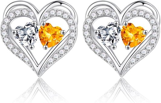 Iefil Christmas Gifts for Women Wife - 925 Sterling Silver Birthstone Earrings, Anniversary Birthday Gifts for Women Wife Girlfriend Mom IEFIL