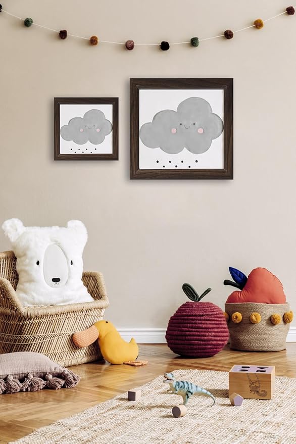 KTKDE 8x8 Picture Frame Set of 3, Walnut Wooded Wall Hanging for Tapletop Display, Best Square Photo Frame Studio Gallery for Photos, Posters & Art Prints KTKDE