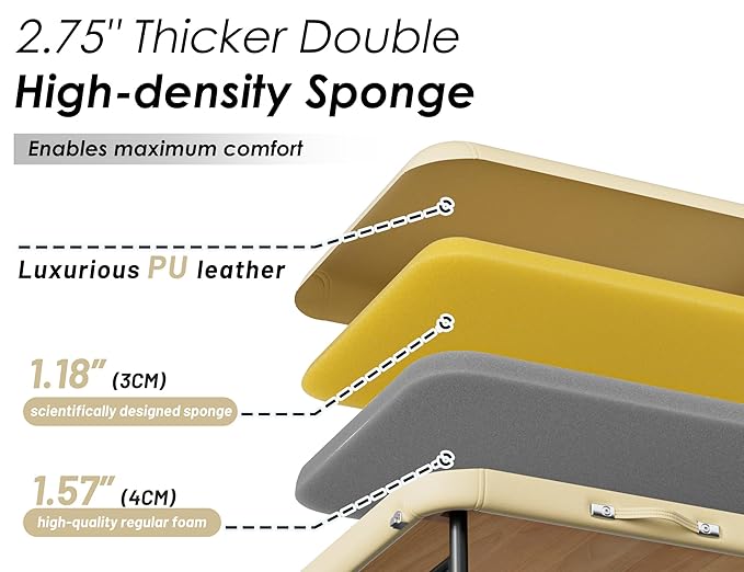 CLORIS 84" Professional Massage Table Portable 2 Folding Lightweight Facial Salon Spa Tattoo Bed Height Adjustable with Carrying Bag & Aluminium Leg Hold Up to 1100LBS Cream CLORIS-Direct