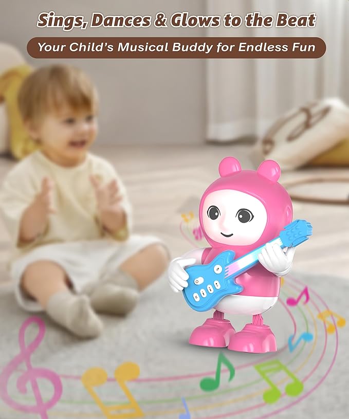 URROY Kids Karaoke Machine with Microphone – Mini Portable Bluetooth Speaker for Kids Ages 3-12, Cartoon Dancing Karaoke Toy with LED Lights Singing Gift for Girls & Boys Birthday URROY