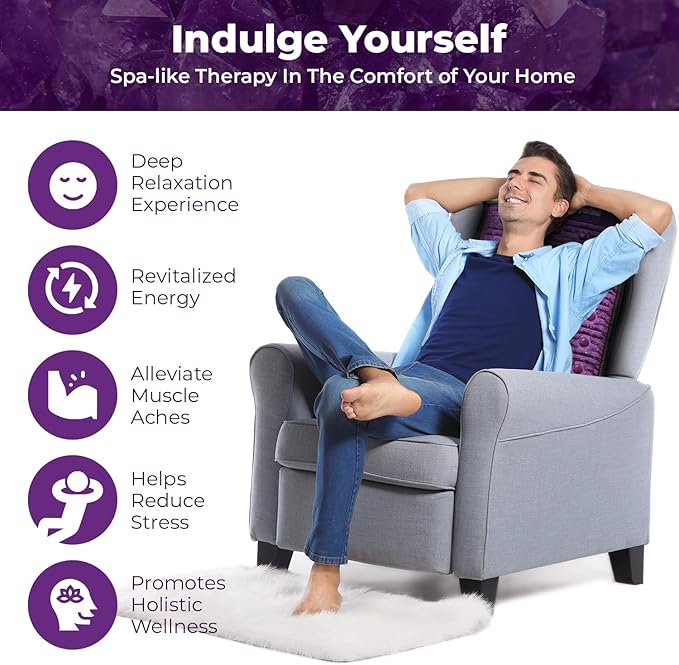 MediCrystal Far Infrared Amethyst Mat - Natural Agates + Photon Red Lights - FDA Registered - Negative Ion - Heating Pad (Mini 32" L x 20”W) MediCrystal