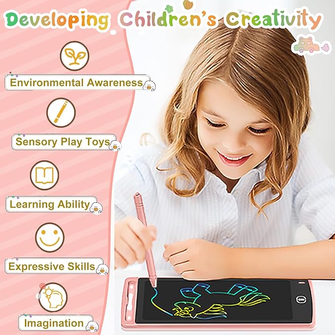 4 Pack LCD Writing Tablets for Kids, 8.5 Inch, Toddler Toys Colorful Doodle Board Birthday Gifts for Ages 3-8 Boys Girls Drawing Tablet for Learning and Education (Blue Pink Red Black) Yidedraw