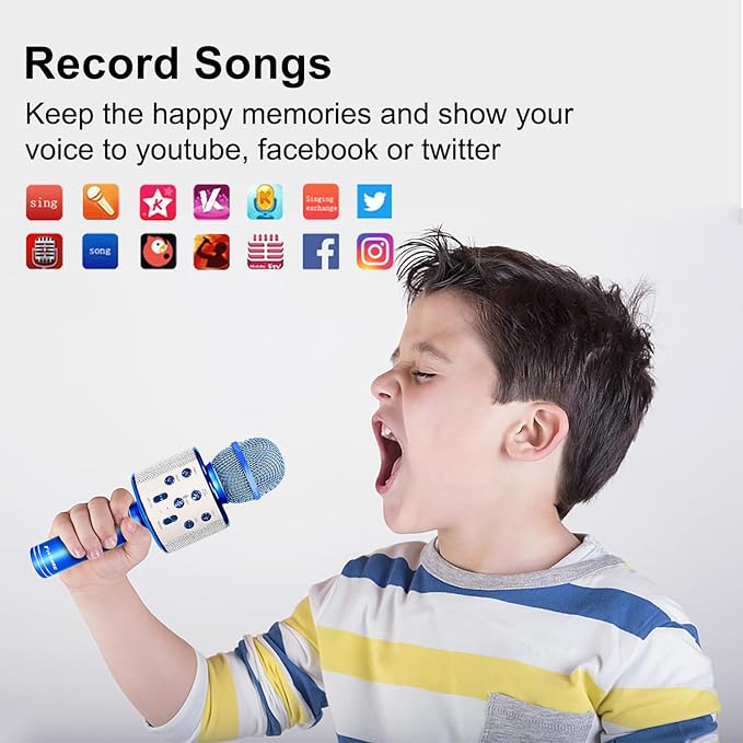 Karaoke Micorphones for Kids Wireless Bluetooth Karaoke Machine for Child Musical Toys Micorphones for Girls Boys Children Birthday Party Home KTV Thanksgiving Kids Gifts FINYIORE