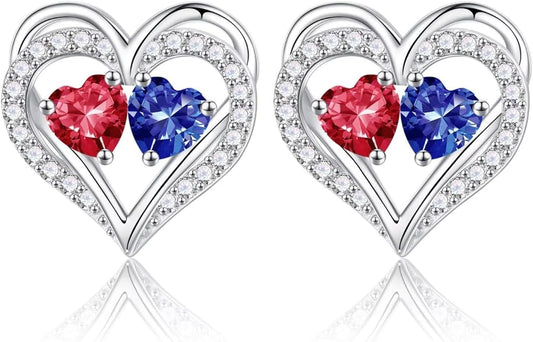 Iefil Christmas Gifts for Women Wife - 925 Sterling Silver Birthstone Earrings, Anniversary Birthday Gifts for Women Wife Girlfriend Mom IEFIL