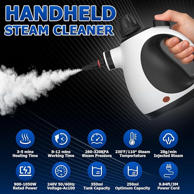Handheld Steam Cleaner - High Pressure Steam Cleaner for Home, Multi-functional Cleaning Tools for Kitchen, Bathroom, Couch, Car. Portable Steamer Makes Housework Easier. Kick Boosters