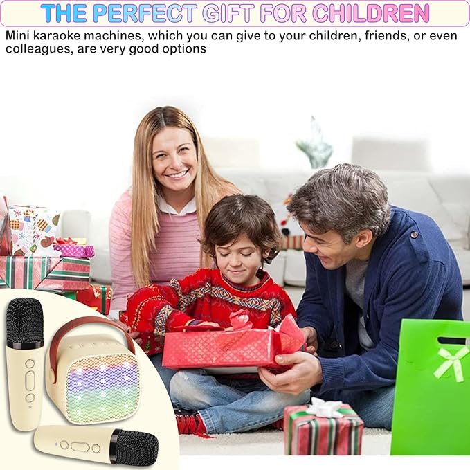 Mini Karaoke Machine for Kids & Adults, Kids Toys for Girls & Boys Gifts, Bluetooth Speaker with 2 Wireless Microphone for Kids Adults Toddler Girls Home Party Birthday Gifts Darkant