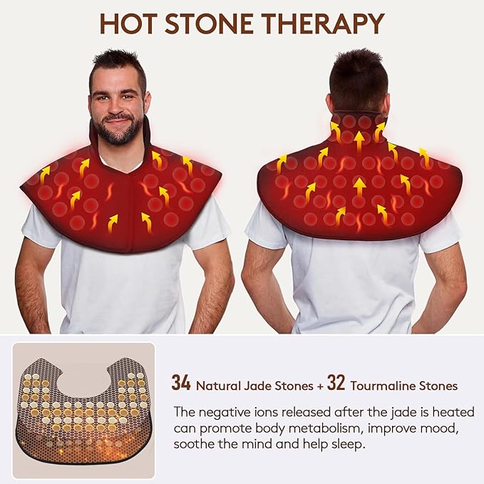 UTK Far Infrared Heating Pads for Neck and Shoulders and Back, Hot to 159℉, Gift for Men, FSA-HSA Eligible Shoulder Heating Pad with 66 Jade, 0-240 Min Auto Shut Off, Adjustable Size (23 x 24'') UTK