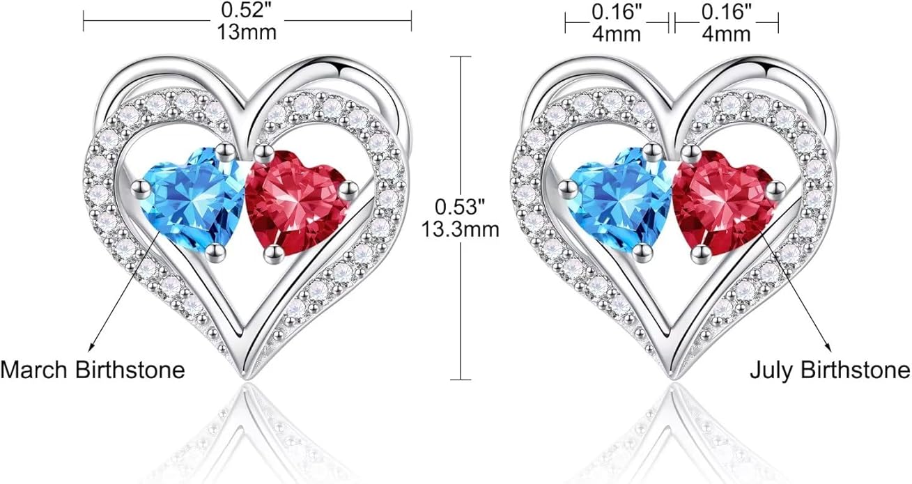 Iefil Christmas Gifts for Women Wife - 925 Sterling Silver Birthstone Earrings, Anniversary Birthday Gifts for Women Wife Girlfriend Mom IEFIL