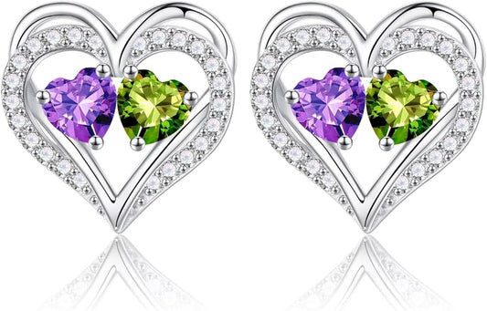 Iefil Christmas Gifts for Women Wife - 925 Sterling Silver Birthstone Earrings, Anniversary Birthday Gifts for Women Wife Girlfriend Mom IEFIL