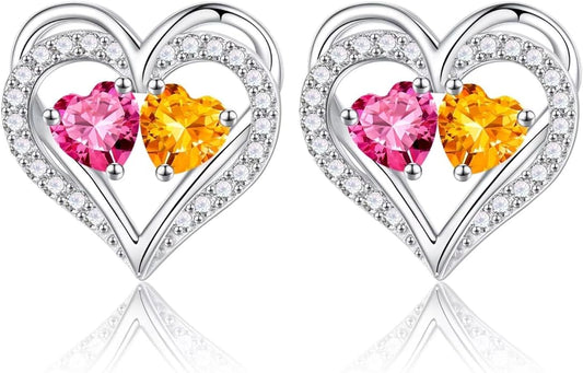 Iefil Christmas Gifts for Women Wife - 925 Sterling Silver Birthstone Earrings, Anniversary Birthday Gifts for Women Wife Girlfriend Mom IEFIL