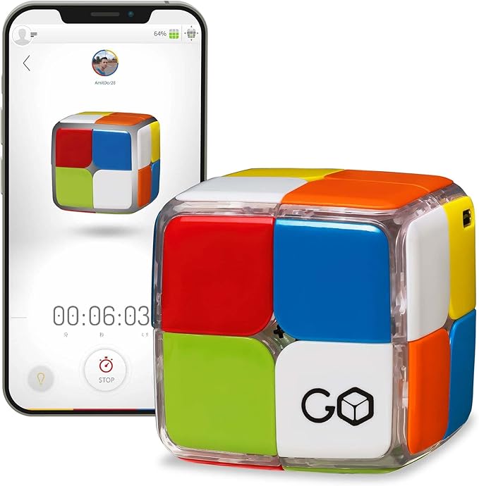 GoCube 2x2 - The First Ever 2x2 Connected Cube That Allows You to Learn How to Solve The Cube! App-Enabled STEM Puzzle That Fits All Ages and Capabilities. Free App. Particula