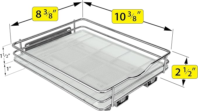 LYNK PROFESSIONAL® Pull Out Spice Rack Organizer for Inside Kitchen Cabinets - 8-3/8 inch Wide - Slide Out Drawer – Chrome Sliding Spice Cabinet Organization Shelf Racks - 1 Tier LYNKPROFESSIONAL