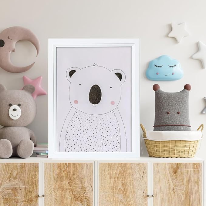 KTKDE 5x7 Picture Frame Set of 3,White Wooded Shatter Resistant Glass, Vertical & Horizontal Wall Hanging for Wall or Tapletop Display,Studio Gallery Photo Frame for Photos, Posters & Art Prints KTKDE