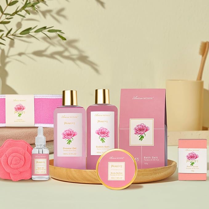 Gift Basket for Women Bath and Body Gift Basket Set for Women, 9pcs Home Spa Set for Self Care, Mothers Day Relaxing Bath Sets Birthday Christmas Gifts for Mom Sister Her Wife Ariosemonde