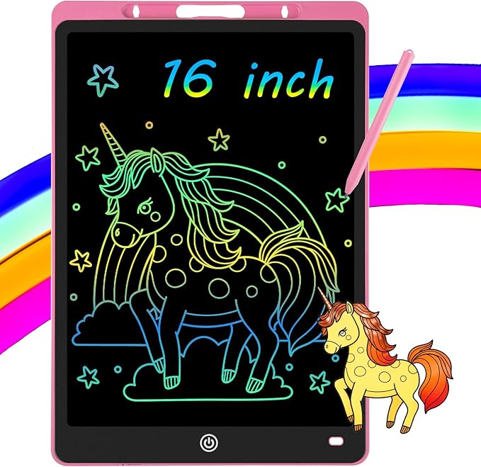 16 Inch LCD Writing Tablet - Colorful Electronic Drawing Pad & Doodle Board for Kids Ages 3-8, Erasable Educational Toy, Birthday Gift and Christmas for Girls and Boys ArtcraftandStorage