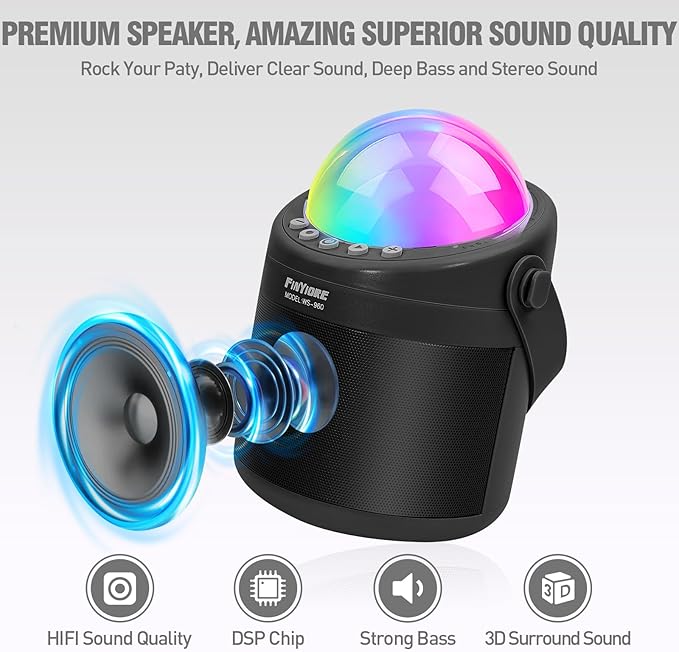 Karaoke Machine for Kids Portable Bluetooth Speaker with 2 Wireless Microphone 24 Pre-Loaded Nursery Rhymes Robot Kids Christmas Birthday Gifts for Girls Boys Ages 2,3,4,5,6,7,8,9,10,11,12 +Year Old FINYIORE