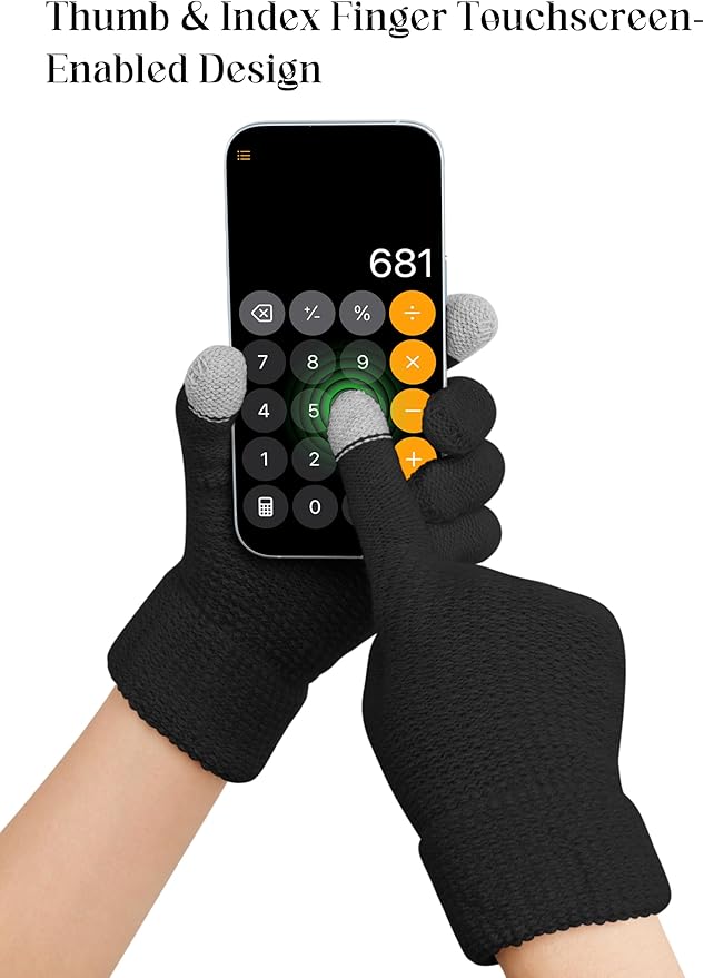 Winter Beanie Hat Scarf Gloves Set Warm Knit Fleece Touchscreen Gloves Neck Scarf Set Adult Winter Gift for Men Women KUTTOR