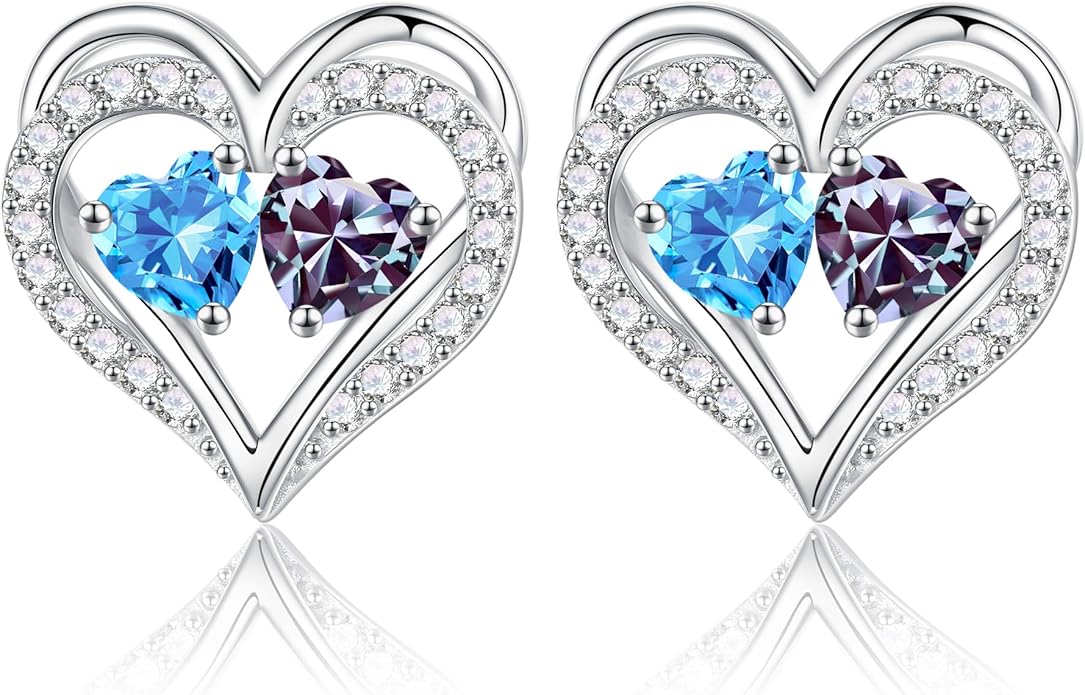Iefil Christmas Gifts for Women Wife - 925 Sterling Silver Birthstone Earrings, Anniversary Birthday Gifts for Women Wife Girlfriend Mom IEFIL