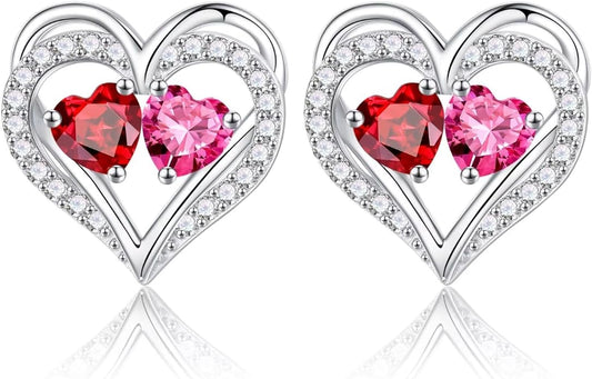 Iefil Christmas Gifts for Women Wife - 925 Sterling Silver Birthstone Earrings, Anniversary Birthday Gifts for Women Wife Girlfriend Mom IEFIL