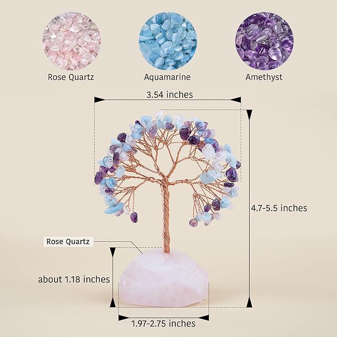 ZenBless 7 Chakra Healing Crystals Stones Tree of Life, Feng Shui Money Tree,Little Fake Bonsai Zen Spiritual Home Living Room Cubicle Office Desk Decor and Accessories for Women ZenBless