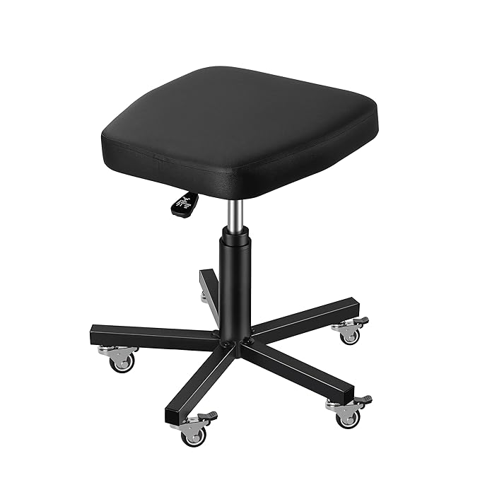 POARMEEY Polygonal Rolling Stool with Wheels Heavy Duty Swivel Stool with Hydraulic Hight Adjustment for Tattoo Salons Spas and Homes POARMEEY