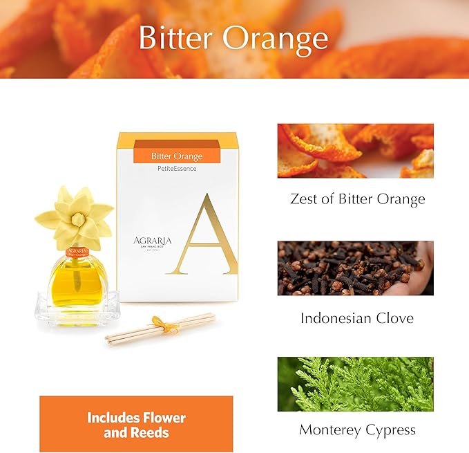 AGRARIA PetiteEssence Flower and Reed Diffuser Set, Hand Crafted Sola Flower Botanical Home Fragrance Set, Scented Oil Gift for All Occasions AgrariaHome