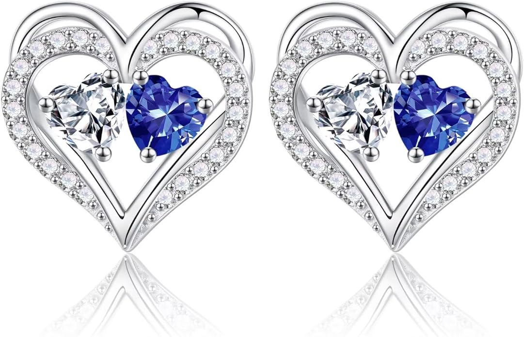 Iefil Christmas Gifts for Women Wife - 925 Sterling Silver Birthstone Earrings, Anniversary Birthday Gifts for Women Wife Girlfriend Mom IEFIL