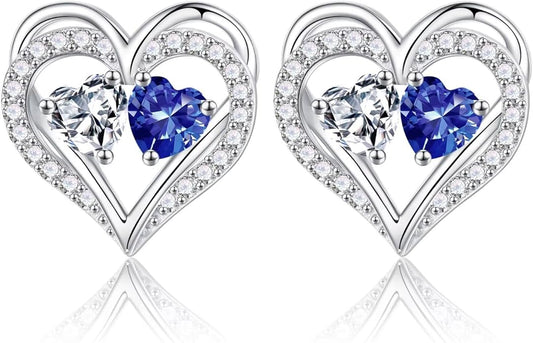 Iefil Christmas Gifts for Women Wife - 925 Sterling Silver Birthstone Earrings, Anniversary Birthday Gifts for Women Wife Girlfriend Mom IEFIL