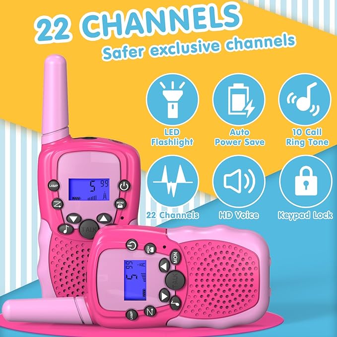 Selieve Toys for 3-12 Year Old Girls Boys, Walkie Talkies for Kids 22 Channels 2 Way Radio Toy with Backlit LCD Flashlight, 3 Miles Range for Outside, Camping, Hiking Selieve