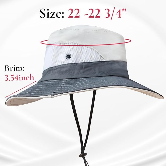 NPQQUAN Ponytail Sun Bucket Hats for Women Men Wide Brim UPF 50+ Fishing & Beach Hats NPQQUAN