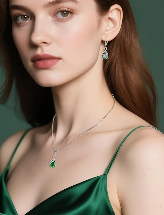 Earrings for Women 8x12mm Birthstone Sterling Silver Infinity Dangle Drop Leverback Earring EJARY