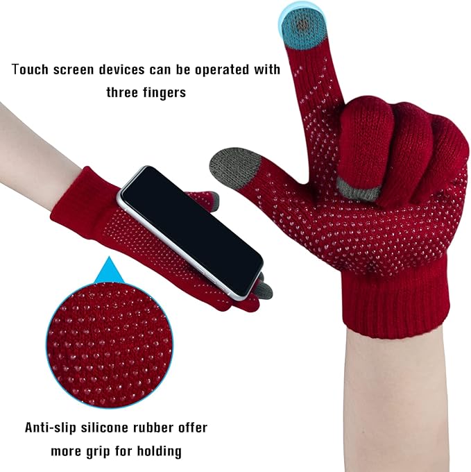 Loritta 3-Pieces Winter Hat Neck Warmer Touchscreen Gloves Set Knit Thick Scarf Beanie Hats Scarves Set Gifts for Women Loritta