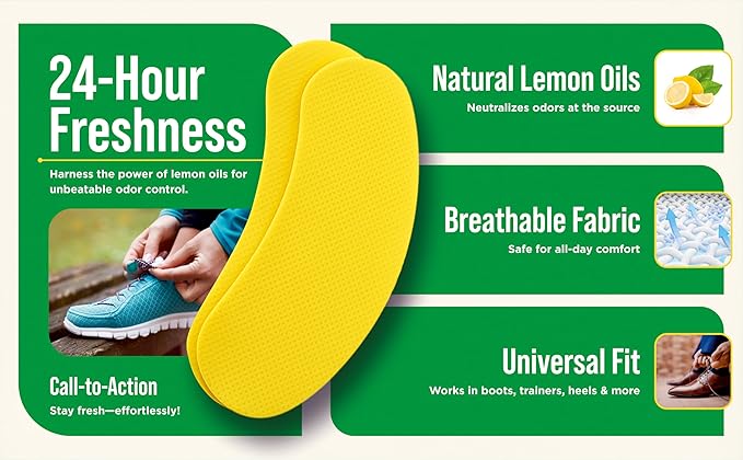 Natural Shoe Deodorant Stickers Odor Remover Patches for Shoes & Slippers, Long-Lasting Fresh Scent, Eliminates Bad Smell, Easy to Use – 20 Count Pack