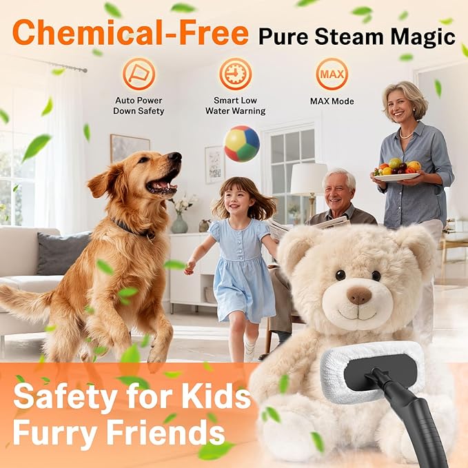 2500W Handheld Steam Cleaner with 16pcs Accessories & 1.6L Tank, Fast Heating & High Temperature Portable Steam Cleaner for Car, Kitchen, Home, Steamer for Cleaning Windows, Grout, Upholstery and More PmoYoKoWaterQualityExperts