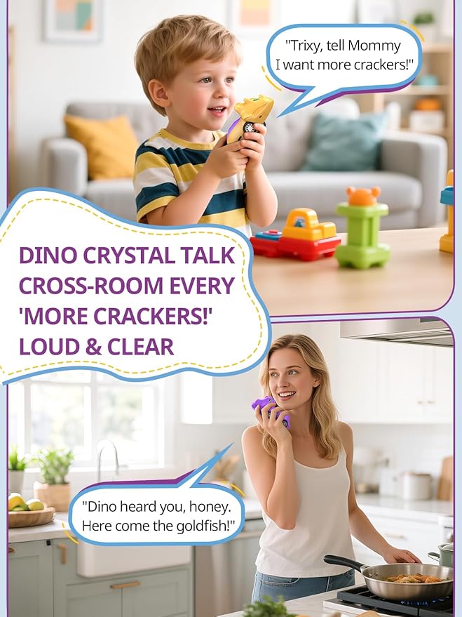 Dinosaur Walkie Talkies for Kids Rechargeable, Dino Toy Cars for Boys & Girls Ages 3-7, Crystal-Clear Audio, 48H Play, Fun Indoor & Backyard, Birthday Xmas Gifts for Toddler, 2 Pack Inspireyes