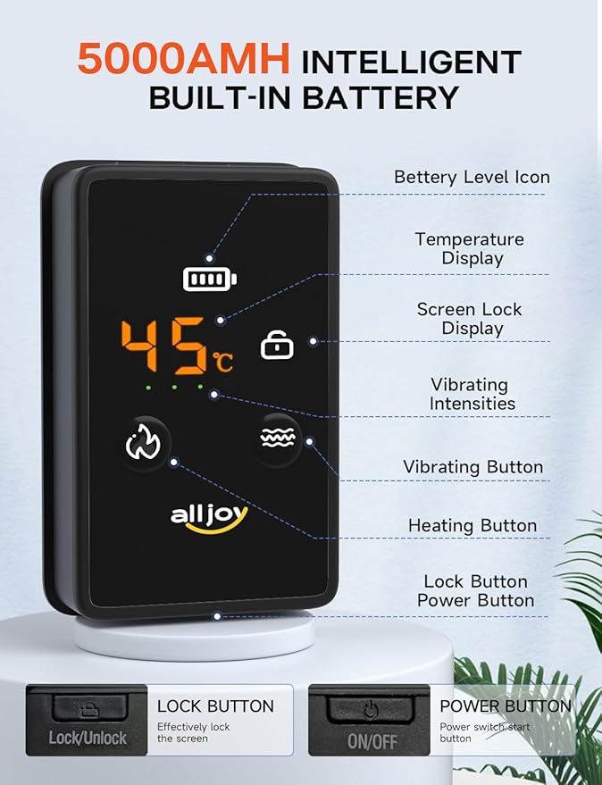 ALLJOY 67" Cordless Heating Pad for Back Pain Relief FSA Eligible HSA, Christmas Gifts for Women Men Mom Dad, Portable Lower Back Massager with 3 Heat 5 Vibration, Wireless Heating Pad for Cramps ALLJOY