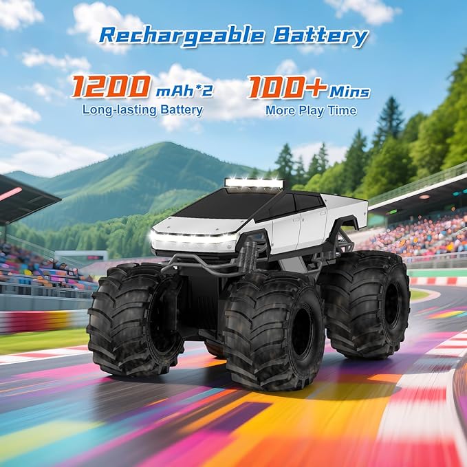 Amphibious Remote Control Car, 1:18 Monster Truck Toys for Boys RC Cars, 2.4 GHz Waterproof RC Trucks, 4WD All Terrain Off-Road Pickup, Kids Christmas Birthday Gifts Present Boys Girls Toys Ages 6+ 1