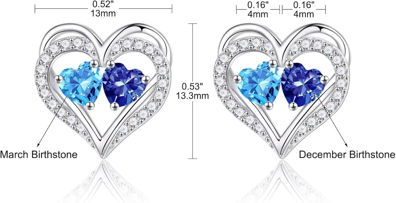 Iefil Christmas Gifts for Women Wife - 925 Sterling Silver Birthstone Earrings, Anniversary Birthday Gifts for Women Wife Girlfriend Mom IEFIL