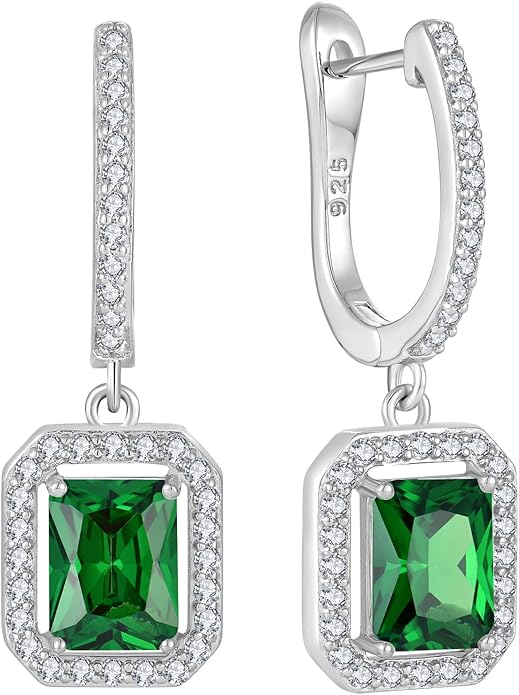 Women's Solitaire Dangle Drop Earrings 925 Sterling Silver Pure Square Huggie Earrings Hoop Dangle Drop Earrings Jewelry Gift WisbalJewelry