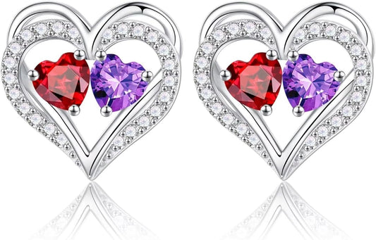 Iefil Christmas Gifts for Women Wife - 925 Sterling Silver Birthstone Earrings, Anniversary Birthday Gifts for Women Wife Girlfriend Mom IEFIL