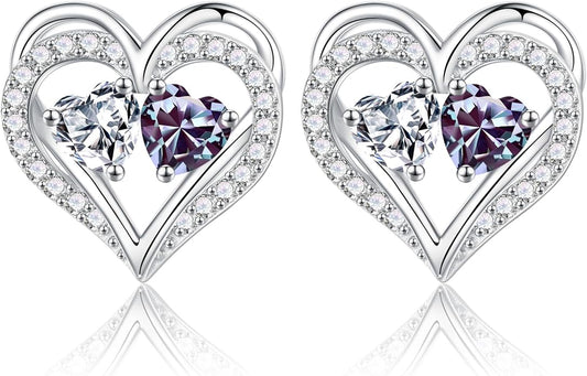 Iefil Christmas Gifts for Women Wife - 925 Sterling Silver Birthstone Earrings, Anniversary Birthday Gifts for Women Wife Girlfriend Mom IEFIL