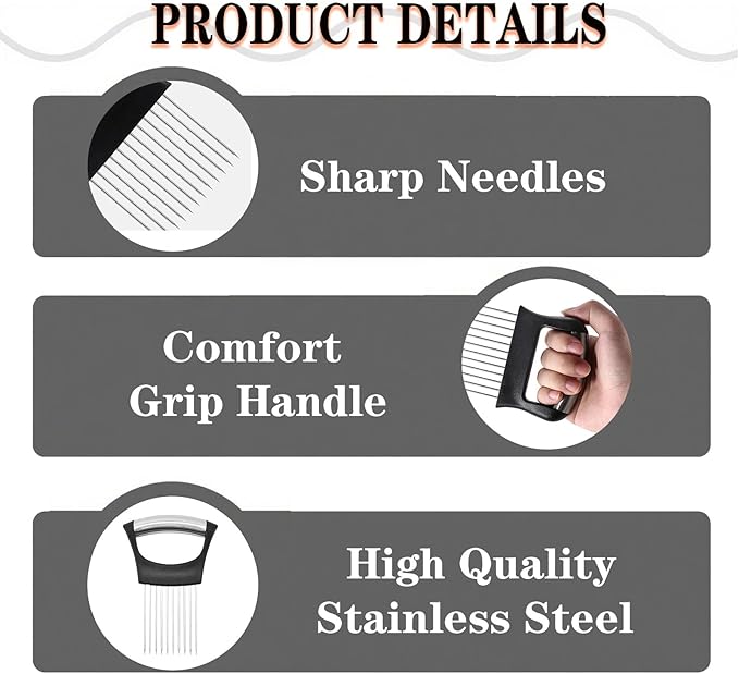 2PCS Onion Holder for Slicing, Onion Slicer Holder, Onion Cutter Vegetable Chopper for Slicing of Tomatoes, Avocados, Eggs and Other Vegetables, Multi-functional Kitchen Gadgets Kick Boosters