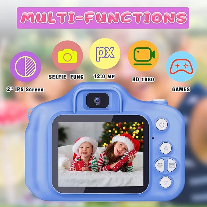 Kids Camera Toys Gifts Christmas Birthday Festival for Boys Age 3 4 5 6 7 8 9 10 Year Old Boy Toys HD Digital Video Toddler Camera with 32GB SD Card(Blue) Tyseoome