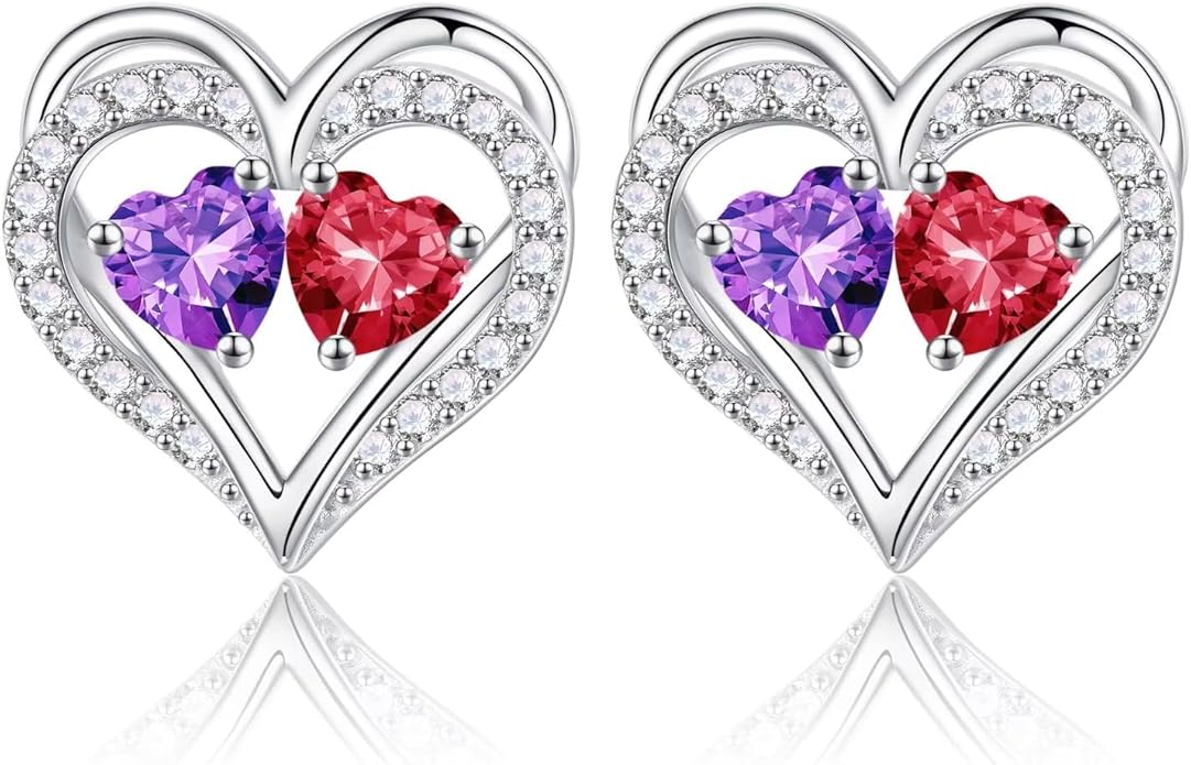 Iefil Christmas Gifts for Women Wife - 925 Sterling Silver Birthstone Earrings, Anniversary Birthday Gifts for Women Wife Girlfriend Mom IEFIL